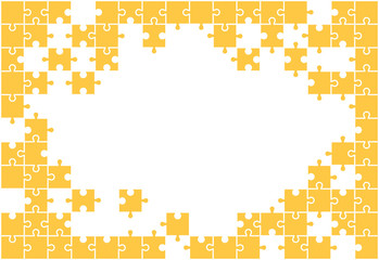 Multi-colored background from separate pieces of mosaic (puzzles) on a white background. Business, merger, joining, teamwork.