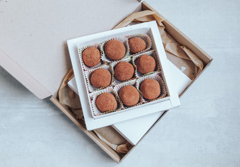 Exclusive handmade chocolates in a box