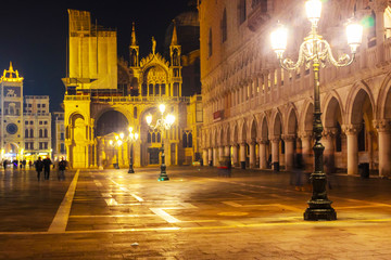 Venice night square. San Marco square