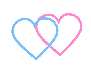 Two lovers' hearts (he and she). Love, romance, happiness, spring.