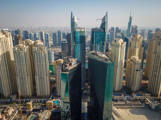 Obraz premium Dubai Marina skyscrapers, aerial view, UAE