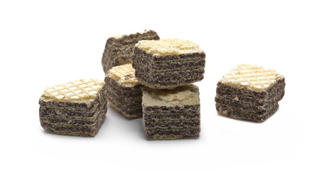 Chocolate wafers isolated on white background
