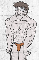 Fototapeta na wymiar muscle man draw