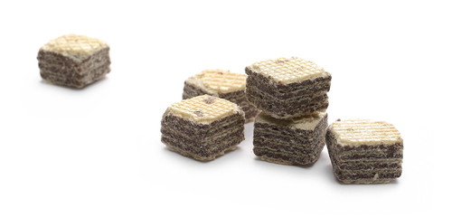 Chocolate wafers isolated on white background