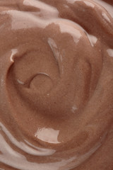 Texture of tasty chocolate yogurt, closeup