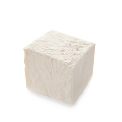 Tasty feta cheese on white background