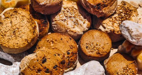 Traditional Spanish Christmas candy. Andalusian Shortbread cookies (Polvorones). Polvoron is a type of very crumbly Spanish shortbread made of flour, sugar, milk, and nuts. Mantecado.
