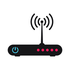 Simple router vector icon. Router related signal icon. Vector illustration isolated.