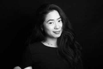 Beautiful asian woman black and white