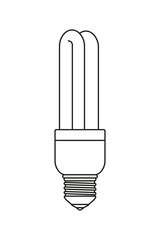 Line art black and white fluorescent light bulb