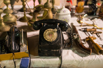 vintage phone in the night market of Antiques