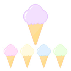 Set of cartoon ice cream icons isolated on the white background