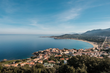 Fototapeta na wymiar Algajola village and beach in Balagne region of Corsica