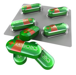 Medicines Collection® – Antibiotics, Red & Green pills - obrazy, fototapety, plakaty