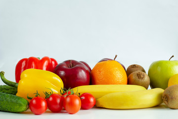 fruits and vegetables together healthy eating concept