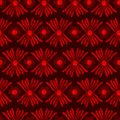 red flowers with texture over a dark red color