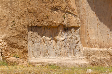 Rock relief of the investiture of Narseh in Naqsh-e Rustam, Iran