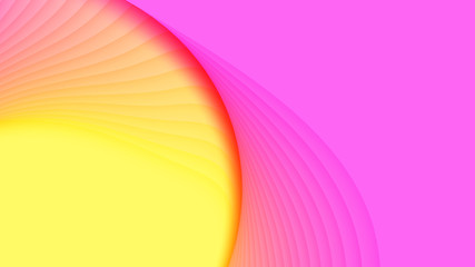 Vector 3D abstract background with paper cut shapes. Vaporwave style carving art. Paper craft landscape with gradient synth fade colors. Minimalistic design layout for presentations, flyers, posters.