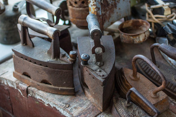 Old metal irons.