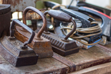Old metal irons.