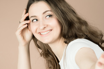 Fototapeta premium a girl is very positive