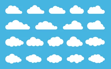 Fotobehang Cloud. Abstract white cloudy set isolated on blue background. Vector illustration © Oleh