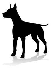 A detailed animal silhouette of a pet dog
