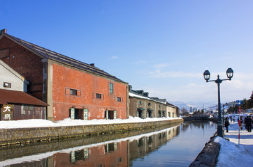 Naklejka premium 小樽運河 ガス灯 冬