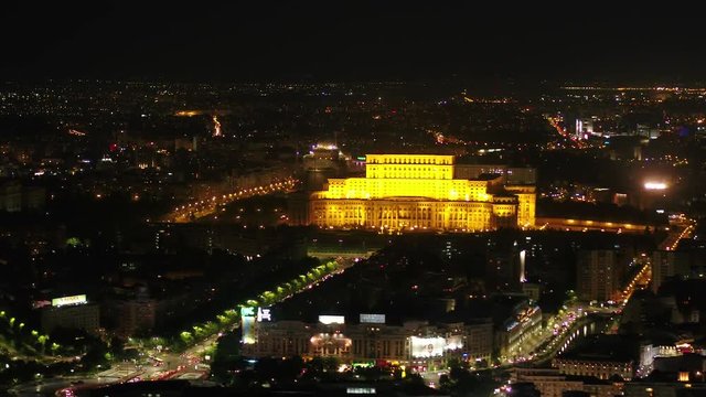 Aerial Romania Bucharest June 2018 Night 90mm Zoom 4K Inspire 2 Prores  Aerial video of downtown Bucharest in Romania at night with a zoom lens.