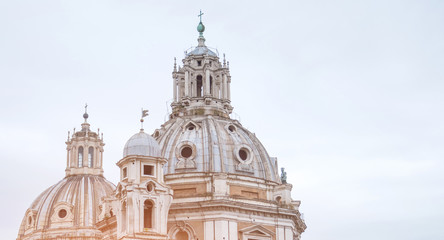 Fototapeta na wymiar Old dome church in Rome city, Italy landmark