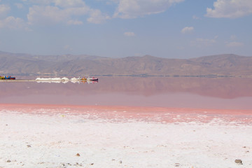 Maharlu Lake, a salt lake near Shiraz, Iran