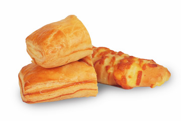 Tasty homemade Sweet potato pie on white background