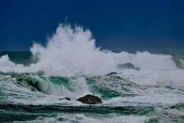 snapshot of a wave breaking in the sea