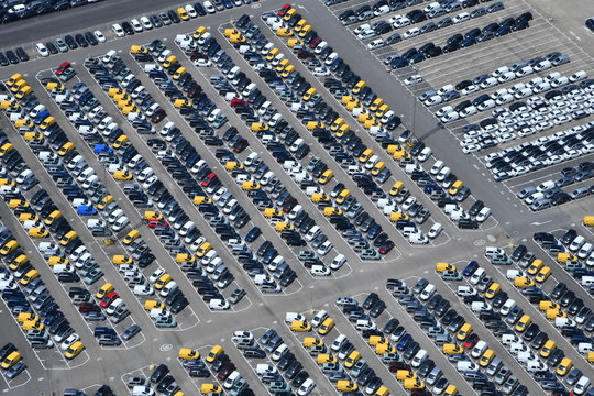 aerial image of a car park