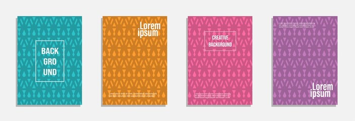 Colorful and modern cover design. Set of geometric pattern background