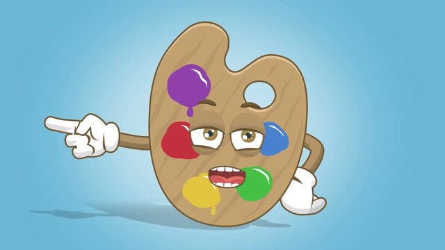 Cartoon Artist Color Palette Unhappy  Left Pointer Speak with Face Animation Alpha Matte