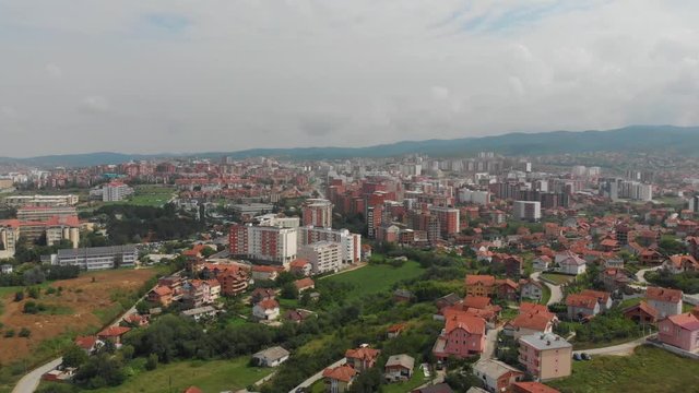 Aerial Serbia Kosovo Pristina June 2018 Sunny Day Mavic Air  Aerial video of downtown Pristina in Serbia on a beautiful sunny day.