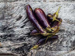 egg plant fruit on old wood background fresh cooking