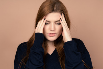 Girl with emotions sad anger mad scream