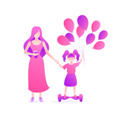 Mom and daughter with balloon