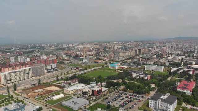 Aerial Serbia Kosovo Pristina June 2018 Sunny Day Mavic Air  Aerial video of downtown Pristina in Serbia on a beautiful sunny day.
