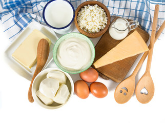 dairy products isolated on white background