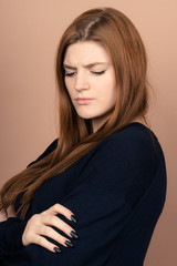 Girl with emotions sad anger mad scream