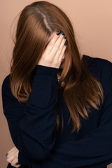 Fototapeta premium Girl with emotions sad anger mad scream