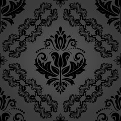 Classic seamless vector pattern. Damask orient ornament. Classic vintage dark background. Orient ornament for fabric, wallpaper and packaging