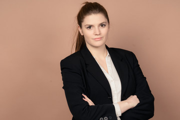 a successful business girl in a office