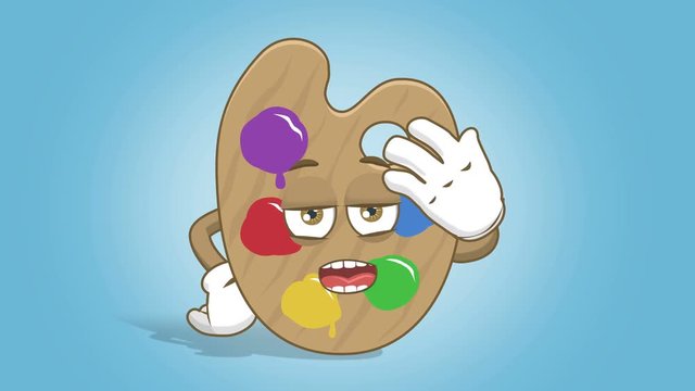 Cartoon Artist Color Palette Upset Facepalm with Face Animation Alpha Matte
