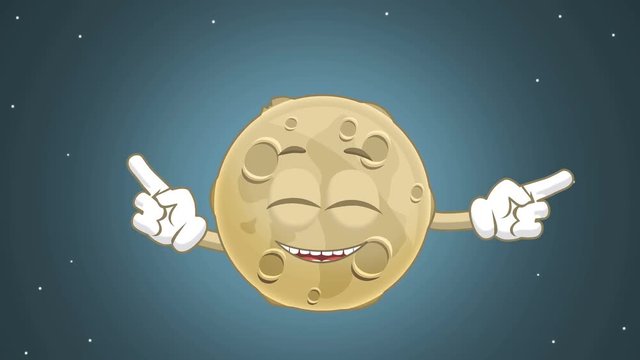 Cartoon Cute Moon Dance with Face Animation with Alpha Matte