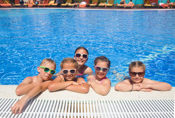 Children play in  pool at the resort