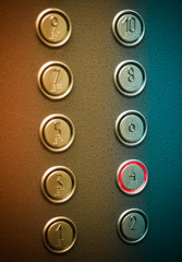 in the Elevator of a ten-storey building pressed the button of the fourth floor, which is highlighted in red